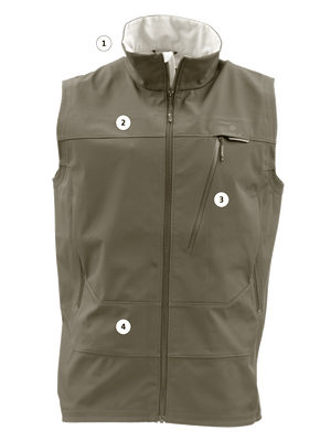 Technical callout image for the Backeddy Vest from Skwala Fishing.