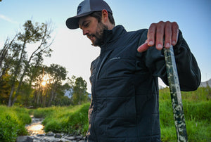 Wearing the Fusion Hybrid Jacket on a cool fall morning in Montana.