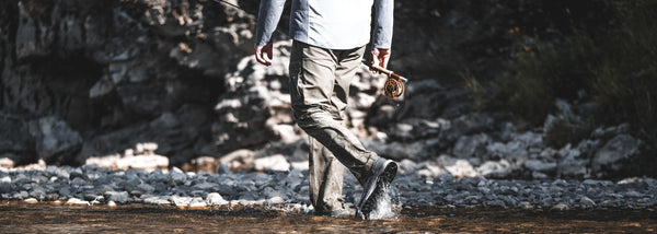 Walking through the river in the Sol Wading Pant.