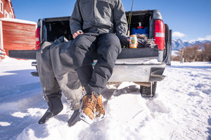 Staying warm on a winter day of fishing with the Fusion 90 Pant from Skwala Fishing.  